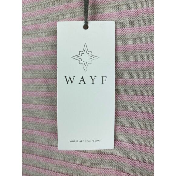 NWT WAYF Women's XS Pink Gray Striped Sleeveless Knit Midi Sweater Dress - Picture 2 of 7